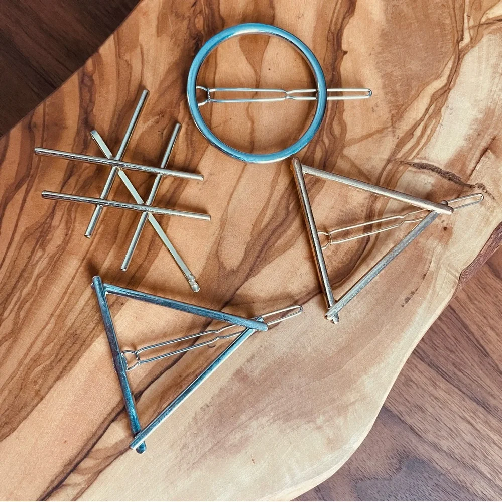 Chic Geometric Hair Clips in Gold and Silver